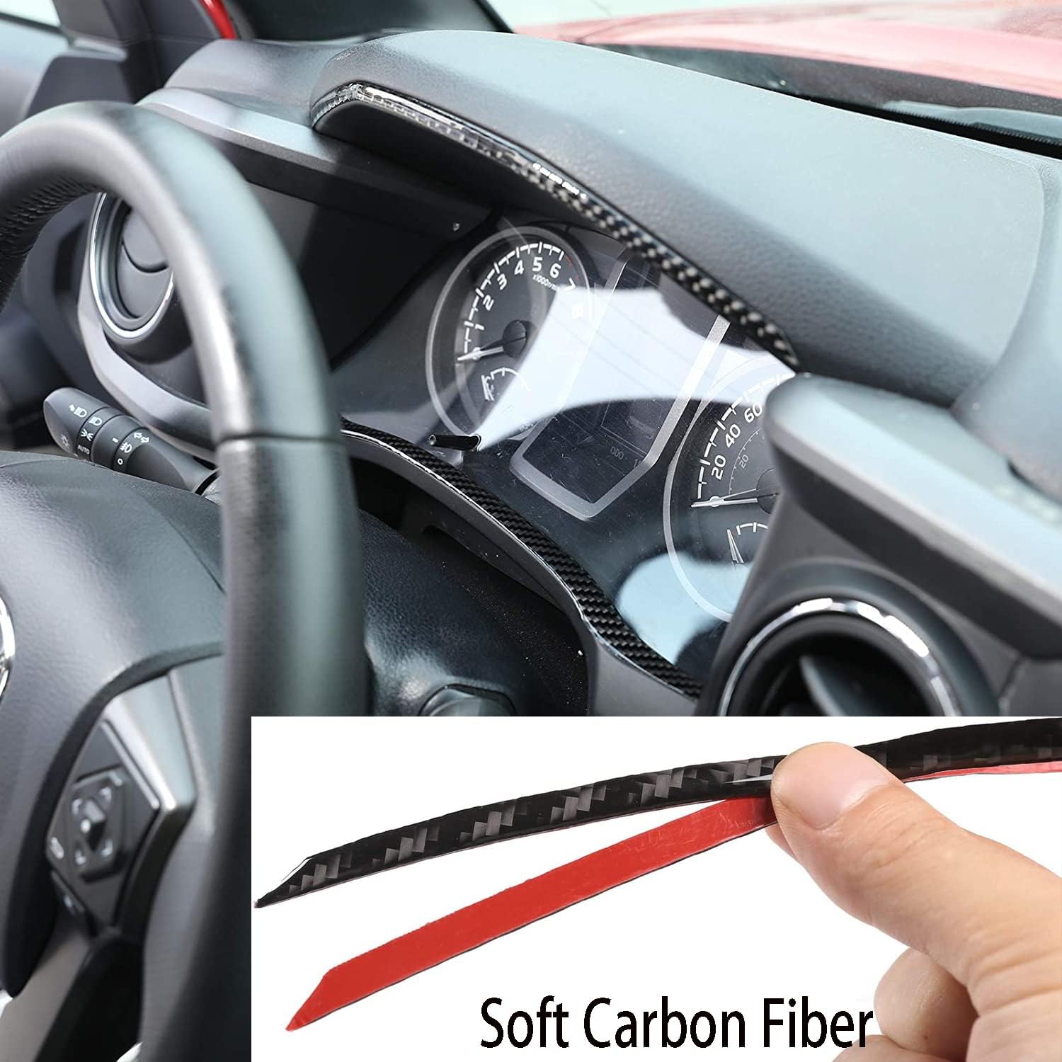 Car Accessories for Tacoma 2015 2016 2017 2018 2019 2020 2021 2022 Soft Carbon Fiber 3D Sticker Car Dashboard Decoration Cover Trim Sticker Interior 2 PCS OC05882