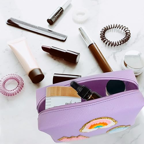 Miniatura 5 de dark swan Bolsa de maquillaje Preppy de piel sintética portátil impermeable para cosméticos, bolsa de maquillaje de viaje, organizador de accesorios