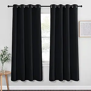 NICETOWN Blackout Curtain Panel 72 inches - Light Reducing Thermal Insulated Solid Grommet Blackout Curtain/Panel/Drape for Living Room (Sold as 1 Panel, 52 inches Wide, Black)