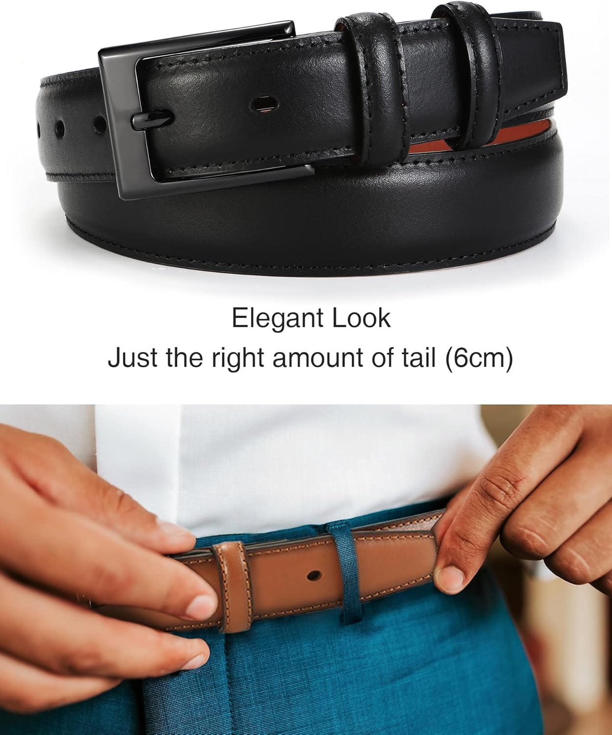 CHAOREN Mens Belts Leather Gift for Men - Ideal Match for Mens Dress Shoes - Image 4