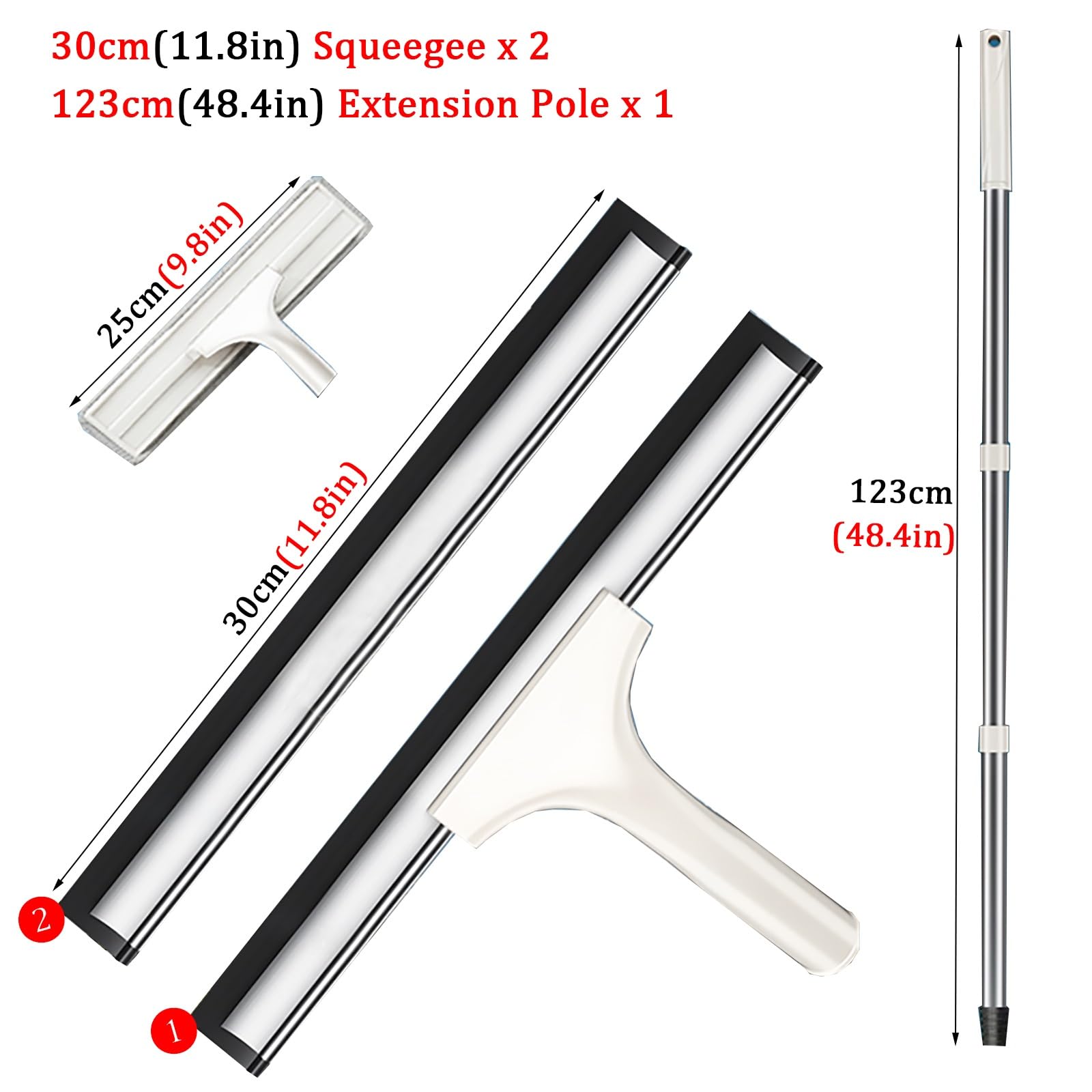 Kit profesional de limpieza de ventanas con herramienta de escobilla de poste extensible, cuchillas y mango para ventanas, techos, suelos de techo, superficies exteriores de coche, máquina limpiadora