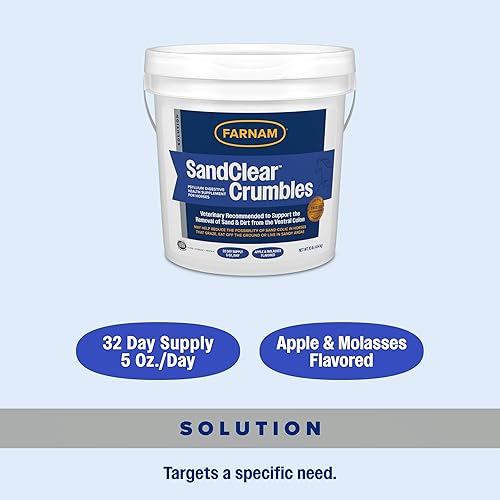 Miniatura 8 de Farnam SandClear Psyllium Crumbles Suplemento para caballos, ayuda a eliminar la arena del colon y apoya la salud digestiva, sabor a manzana/melaza