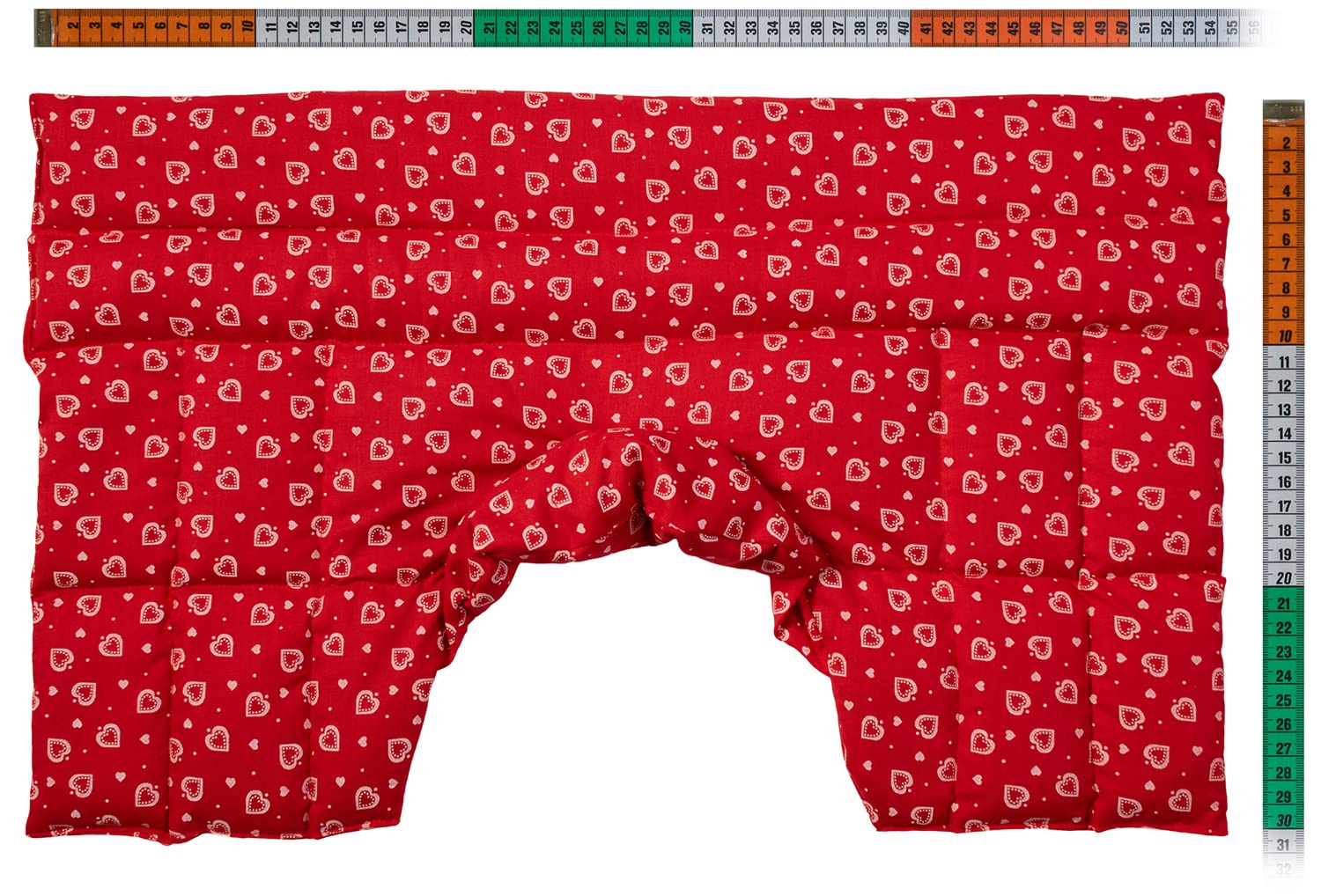 Saco cervical térmico de semillas - rojo con corazones - Cojín nuca, hombros y espalda superior con cuello - Almohada cervical - Para microondas y horno - Semillas de colza -
