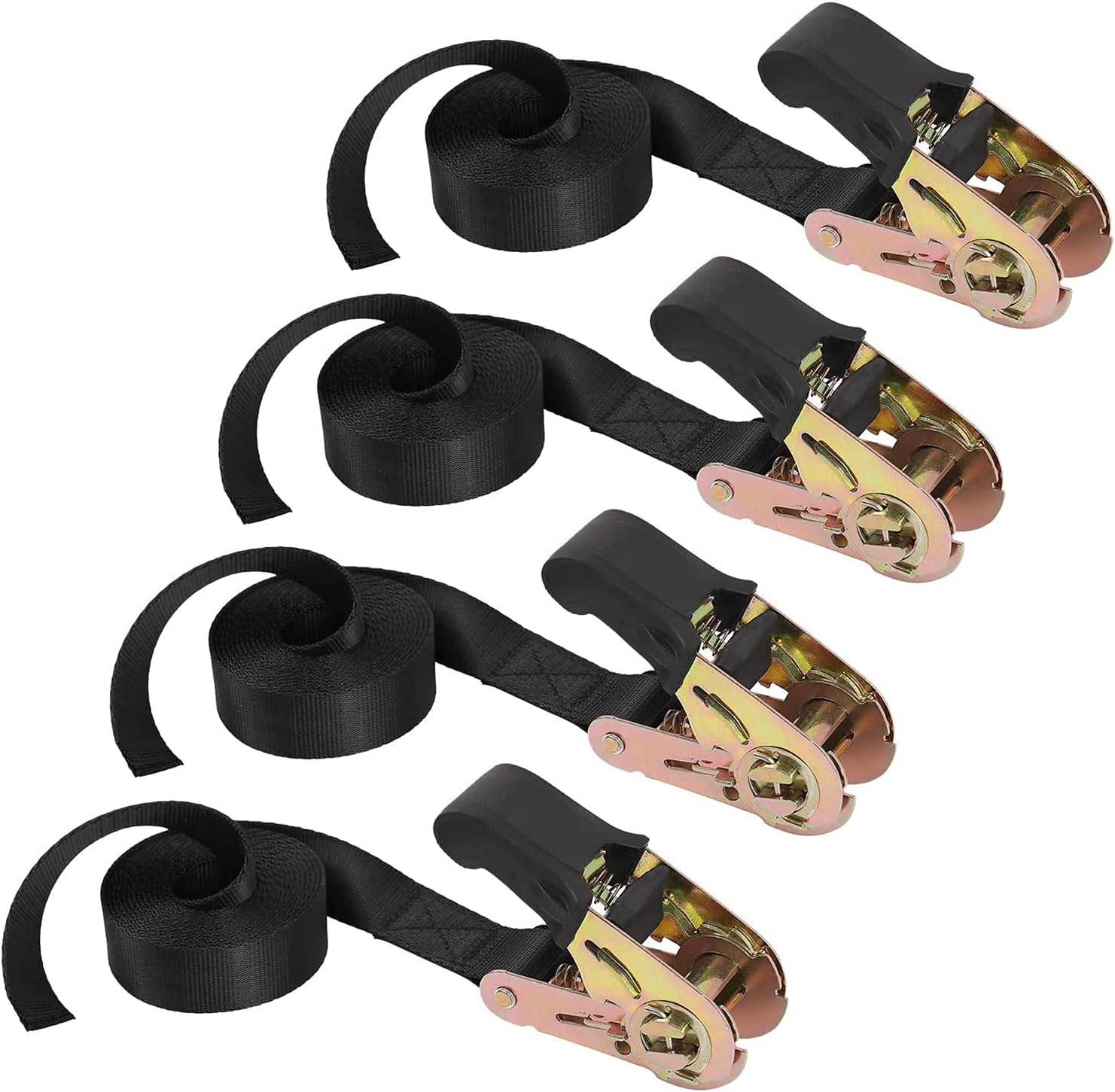 Ayaport Ratchet Straps Tie Downs 2.4M x 25mm Endless Heavy Duty Cargo Straps Nylon Black