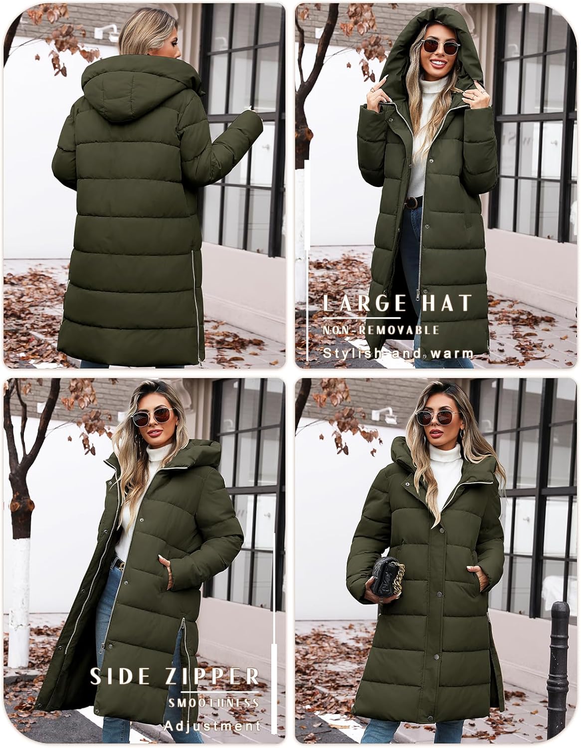 Womens Winter Long Puffer Coat Thicken Ladies Quilted Jacket Puffy Padded Zip Hood Parka Side Zipper Trendy 2026 - Image 2