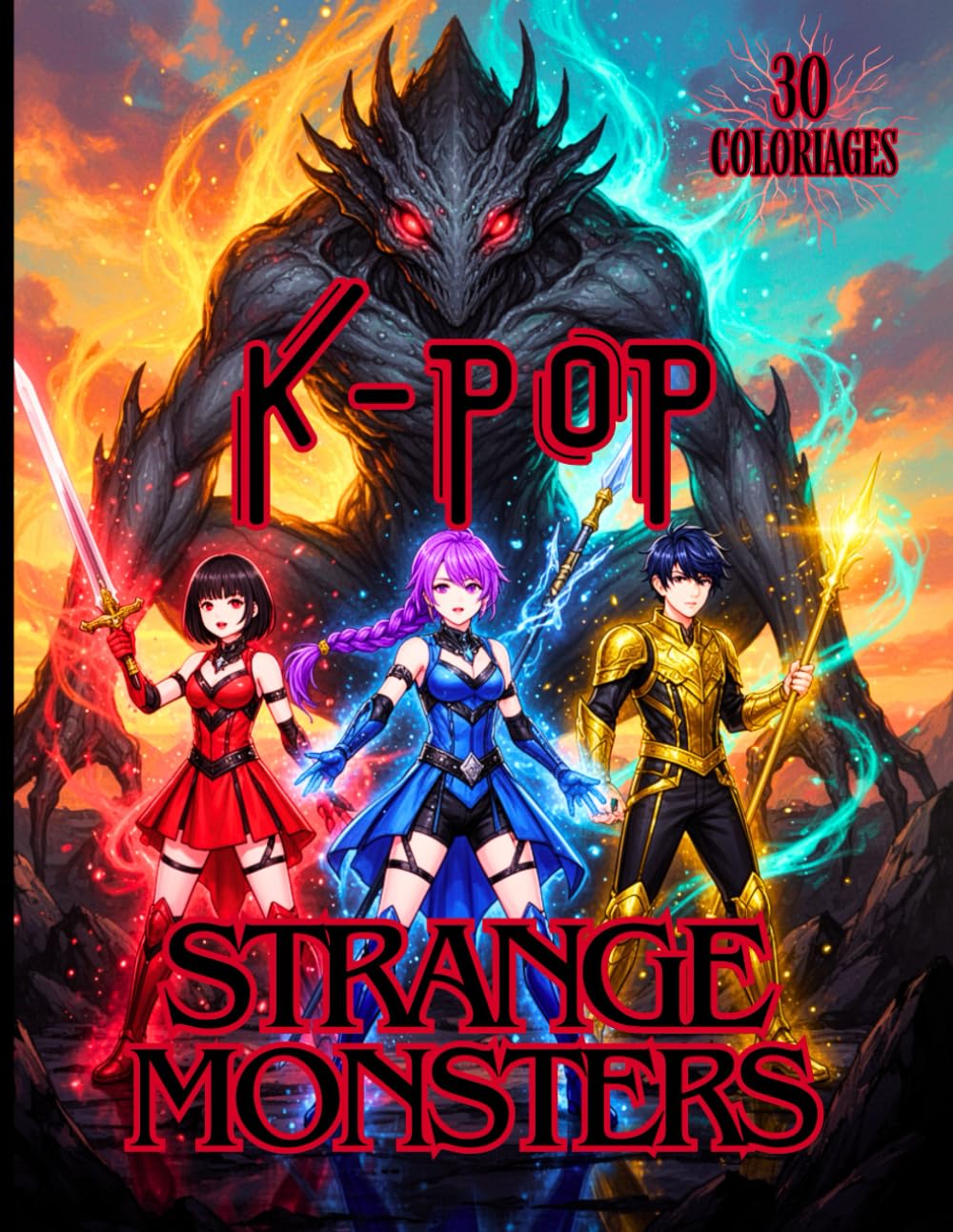 K-POP STRANGE MONSTERS - 30 Coloriages d'Idols Kpop VS Monstres Etranges: Cahier de coloriages pour fans de Kpop, Anime, Manga et Monstres - 7 ans et +