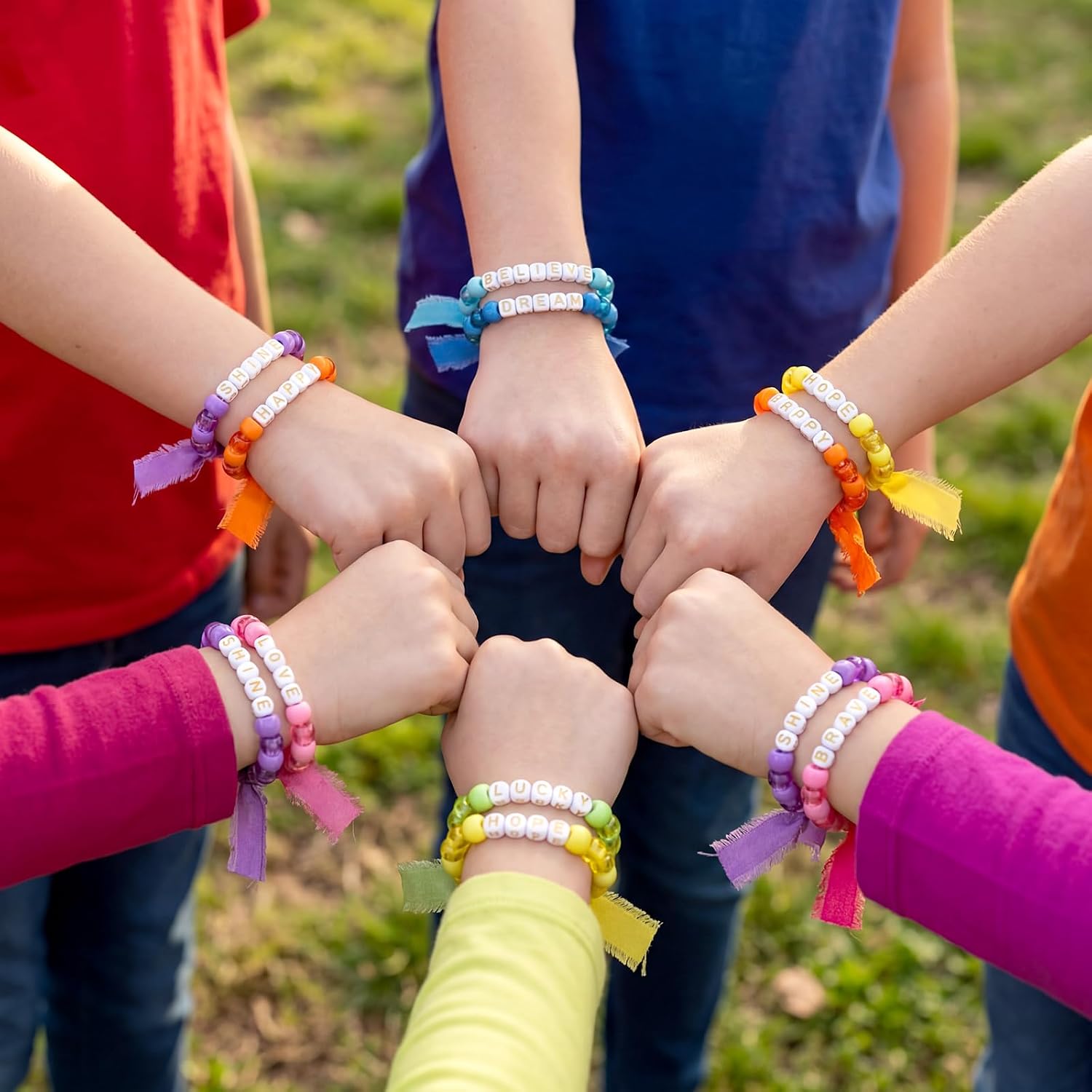 Ecally 48 Pcs Friendship Ribbon Bracelets 2026 Graduation Gift Boho Surfer Inspirational Motivational Letter Beads Bracelets for Friends Women Party Favors