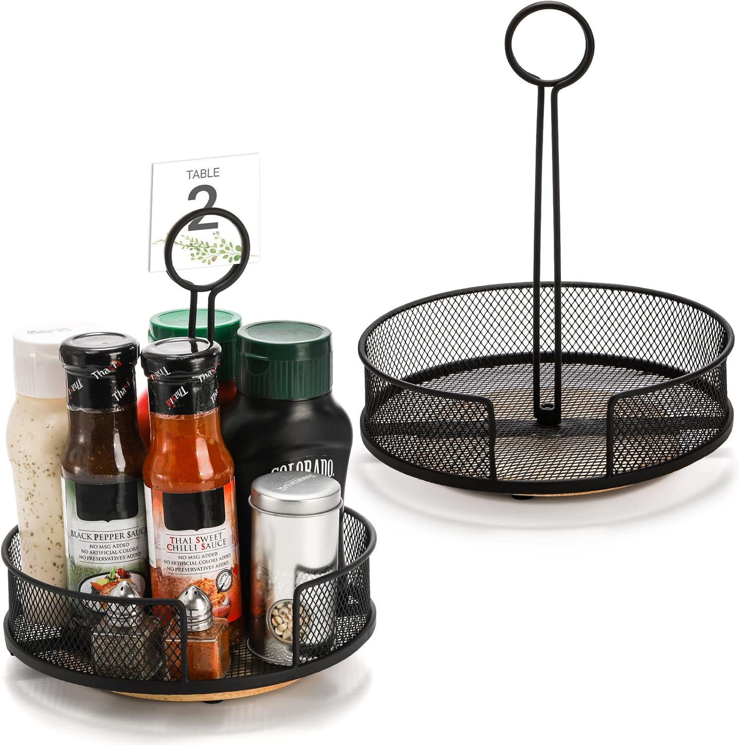 Yesland 2 Pack Metal Rotating Condiment Caddy with Number