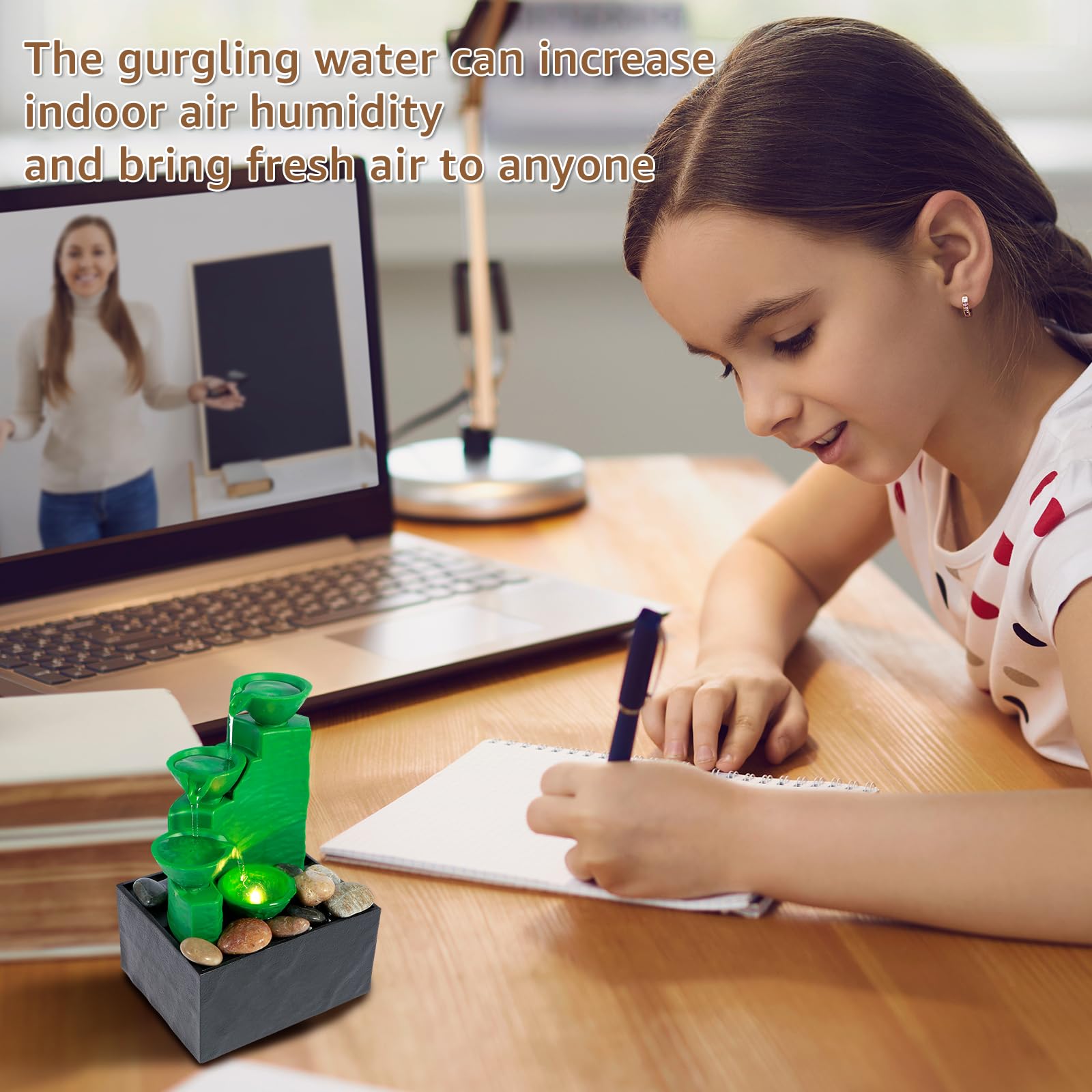 Tabletop Fountain Meditation Water Fountain with Light Creative Small Waterfall Fountain Desktop Decorations Sound Relaxation Fountain Ornament Reusable Tabletop Waterfall for Table Office Bedroom ?