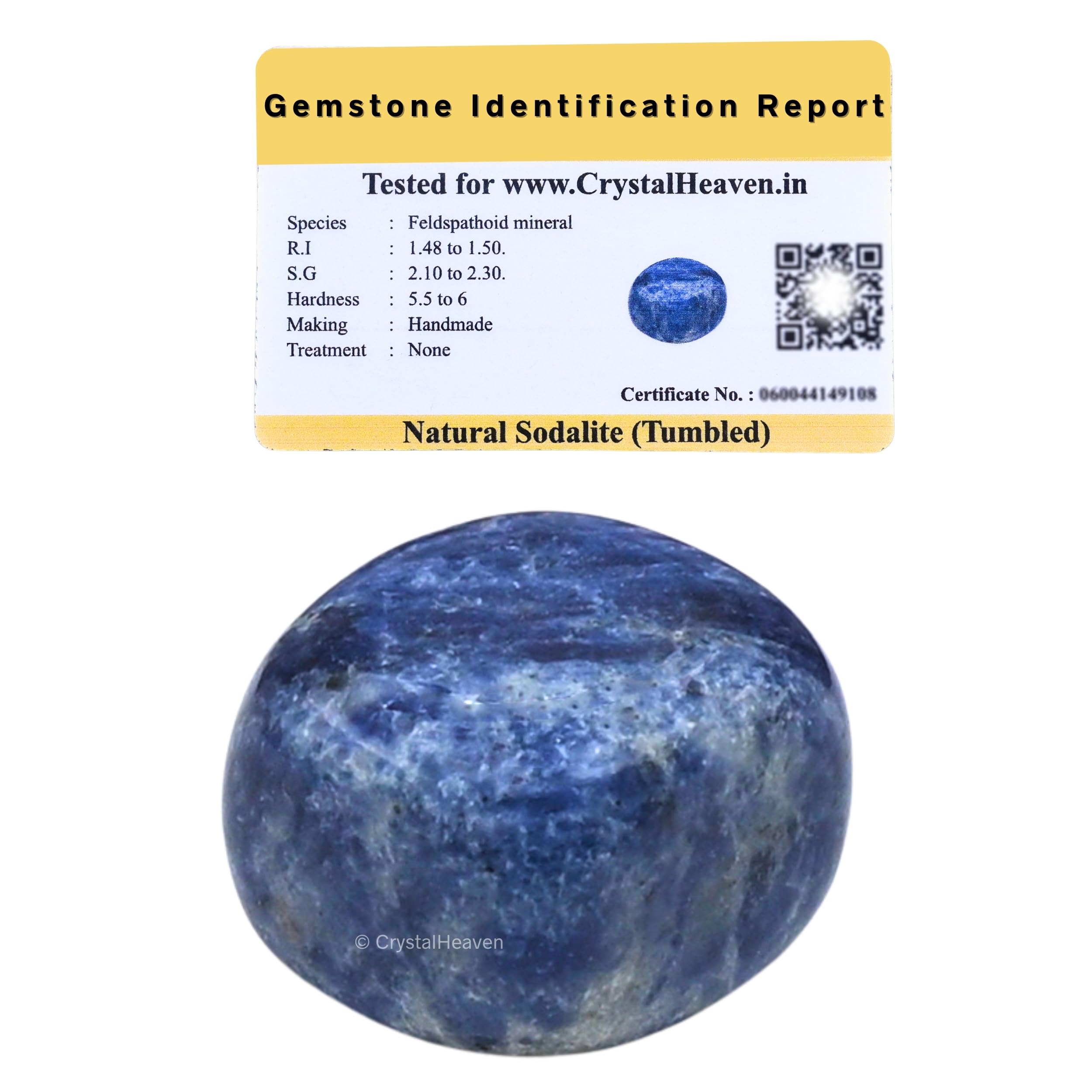 Certified Sodalite Crystal Healing Tumbled Stone, Natural Polished Crystals for DIY Crafts, Manifestation, Meditation, Pooja Feng Shui and Reiki Healing (30 Grams)