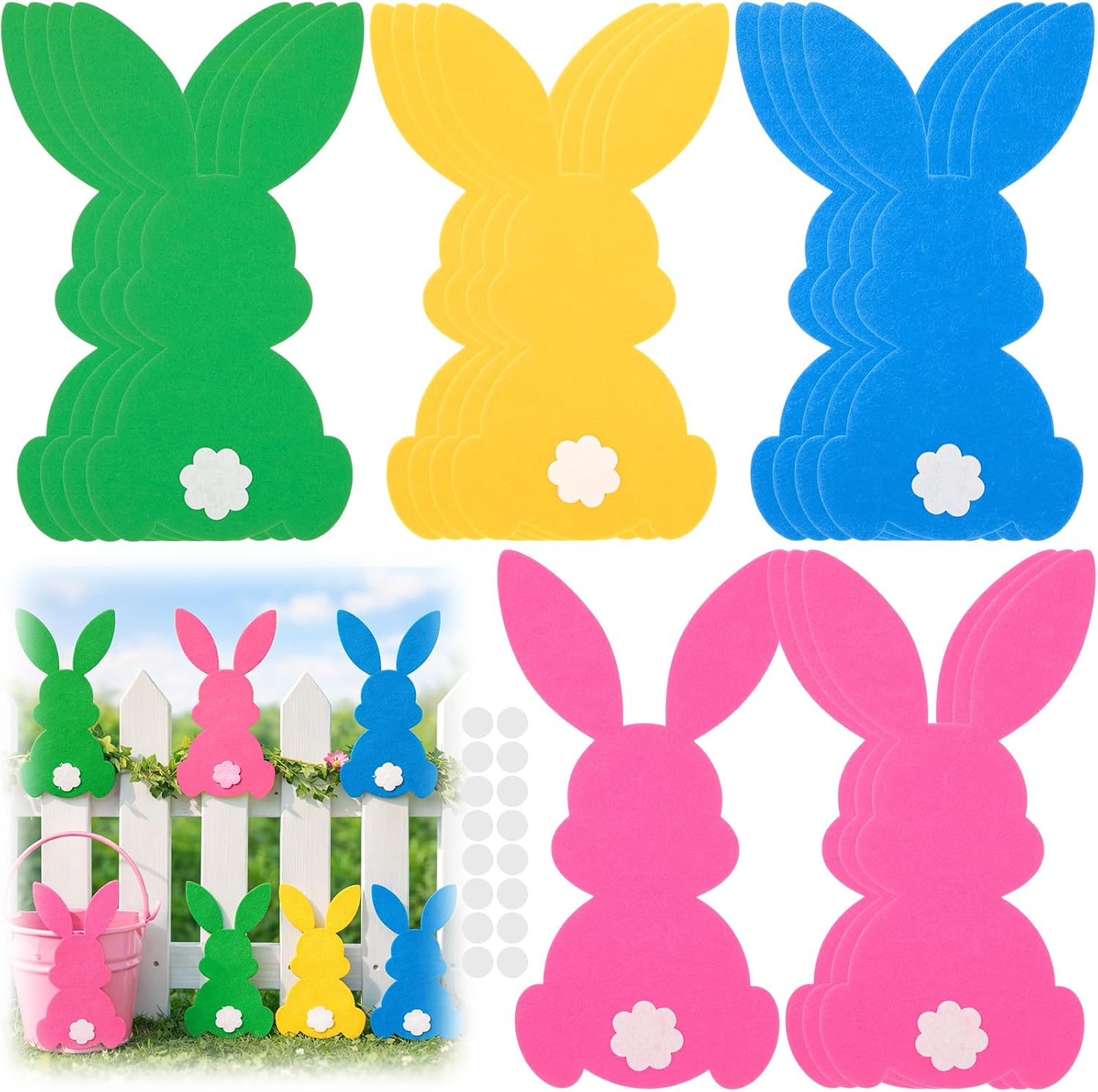 HunnmingRe 16 Pcs 12'' Large Easter Bunny Decorations, Felt Bunny Signs