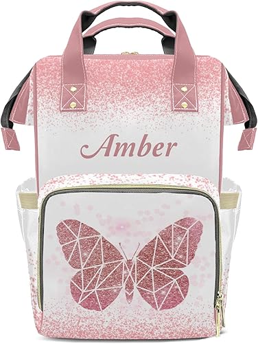 Bolsas de pañales con estampado rosa y blanco para mamá y niña, Personalizado 4
