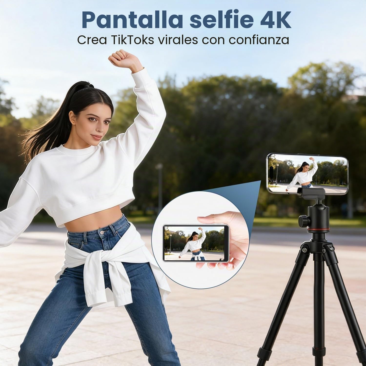 Pantalla Monitor Selfie Magnético 4K para iPhone y Android - Sin Retraso, con Altavoz Integrado, Compartición en Tiempo Real y Monitor Selfie 1080p, YouTube, TikTok, Transmisiones y Vlogs