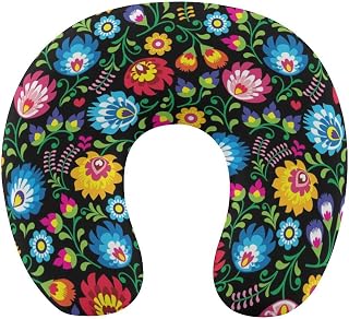 Polish Floral Folk Art Poland Flowers Travel Neck Pillow Traveling Airplane Memory Foam Pillows for Flight Headrest Sleep