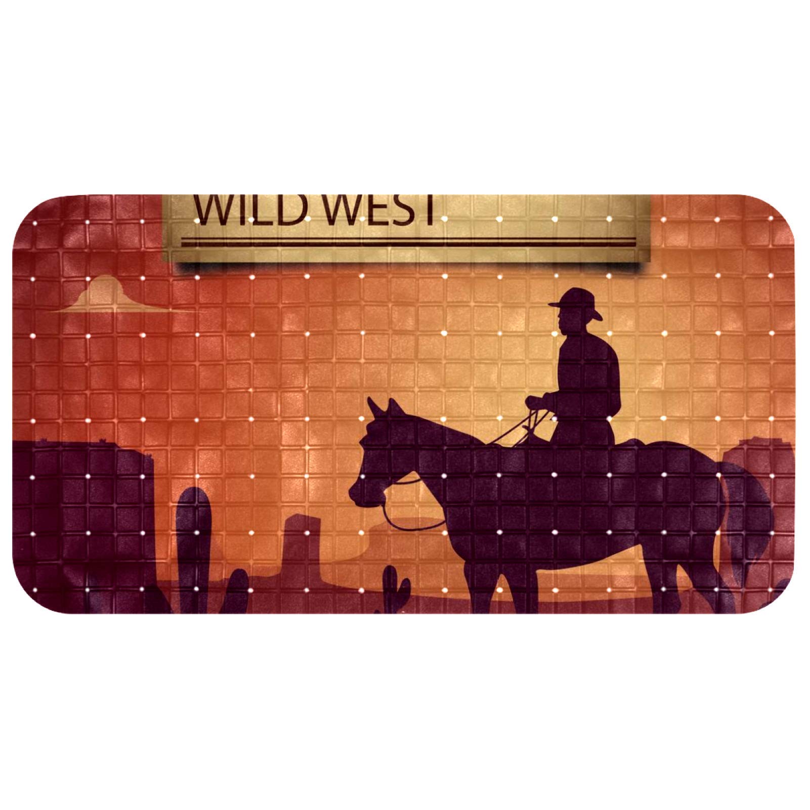 Alfombrilla de ducha Wild West Cowboy Bennigiry antideslizante con ventosas para bañera
