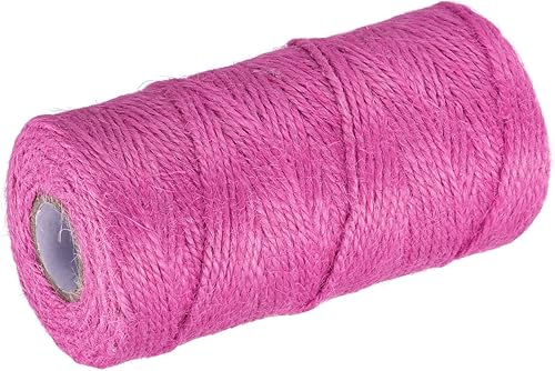MECCANIXITY Cordel de jardín de 328 pies, cuerda de yute artesanal de 0.079 pulgadas para obras de arte, manualidades, envoltura de regalos, fucsia