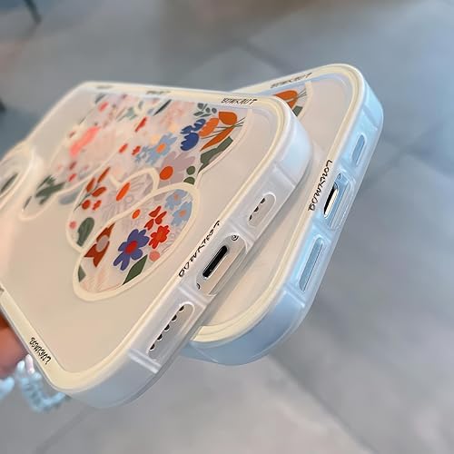 Miniatura 3 de Funda para iPhone 13 Pro con bonito patrón de oso de flores, protector de cámara, funda transparente y bonita cadena de pulsera, compatible con