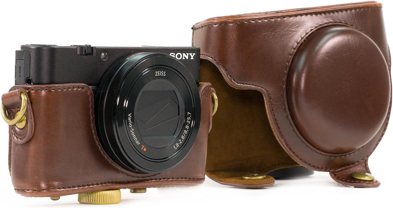 MegaGear "Ever Ready" Protective Brown Leather Camera Case , Bag for Sony DSC-RX100 RX100 (NOT FOR RX100 M2)