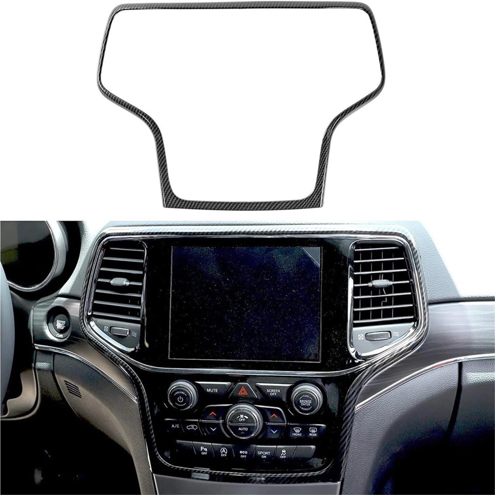 Autocollants intérieur voiture Pour Grand Pour Cherokee 2014–2020 Couvercle Tableau Bord Accessoires Console Centrale Voiture Navigation GPS Panneau Tableau Bord Garniture D'instrument