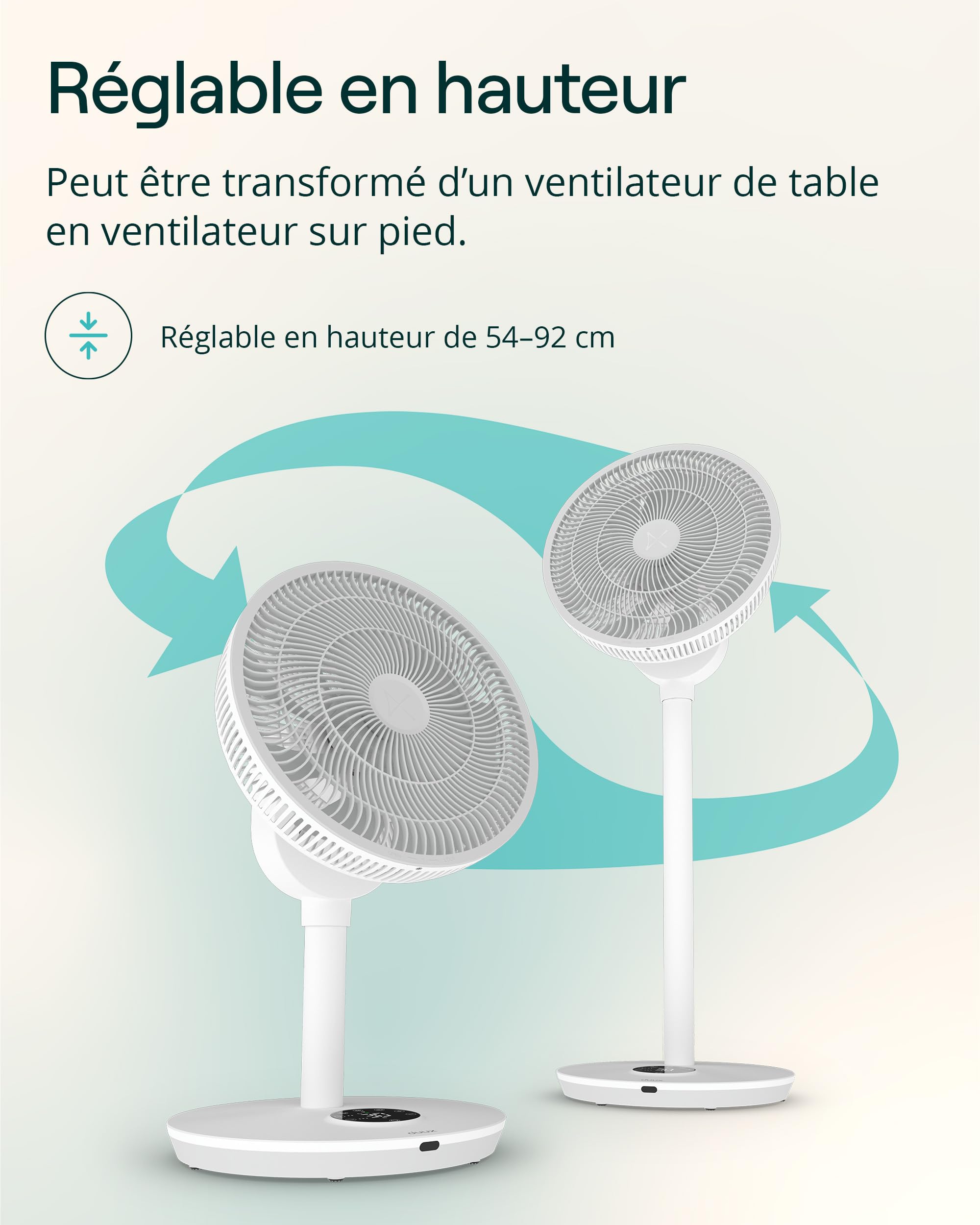 Duux Whisper Flex 2 Ventilateur – Ultra Silencieux 13 dB – Mode Nuit & Minuterie – Hauteur Réglable (54–92 cm) – Économe dès 2W – Commande sur le Ventilateur & Télécommande – Blanc
