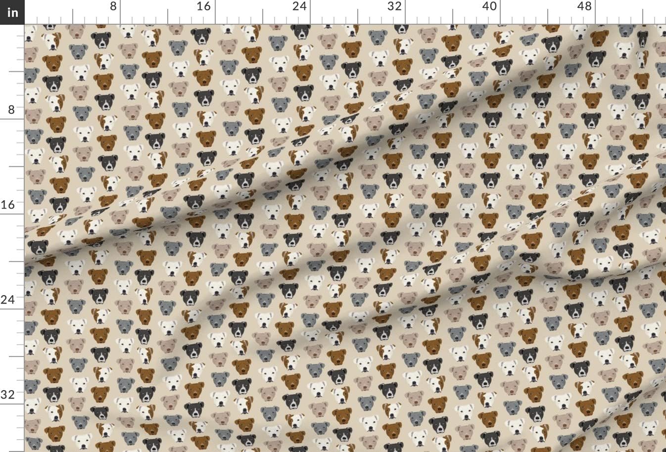 Spoonflower Fabric - Pitbull Terrier, Dog, Beige, Tan, Pets, Staffordshire, Puppy, Rescue Printed on Minky Fabric by The Yard - Sewing Baby Blankets Quilt Backing Plush