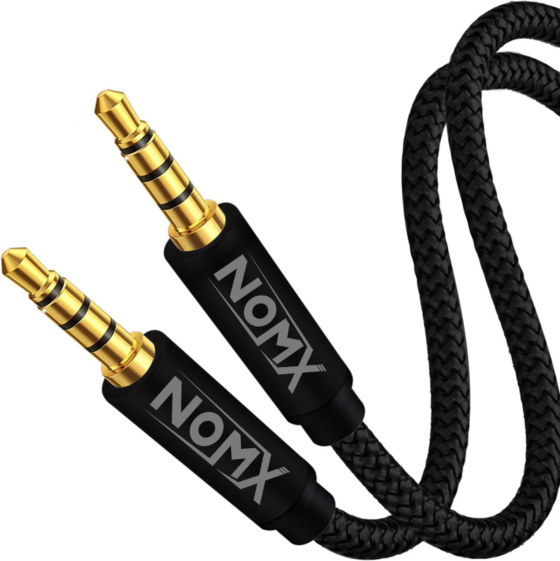 Aux Cord for Car - 3FT Long Shielded Slim Audio Auxiliary Cable - Compatible with Car Stereo, Headphones, iPhone, iPad, iPod, Samsung, Fits All Phone Case