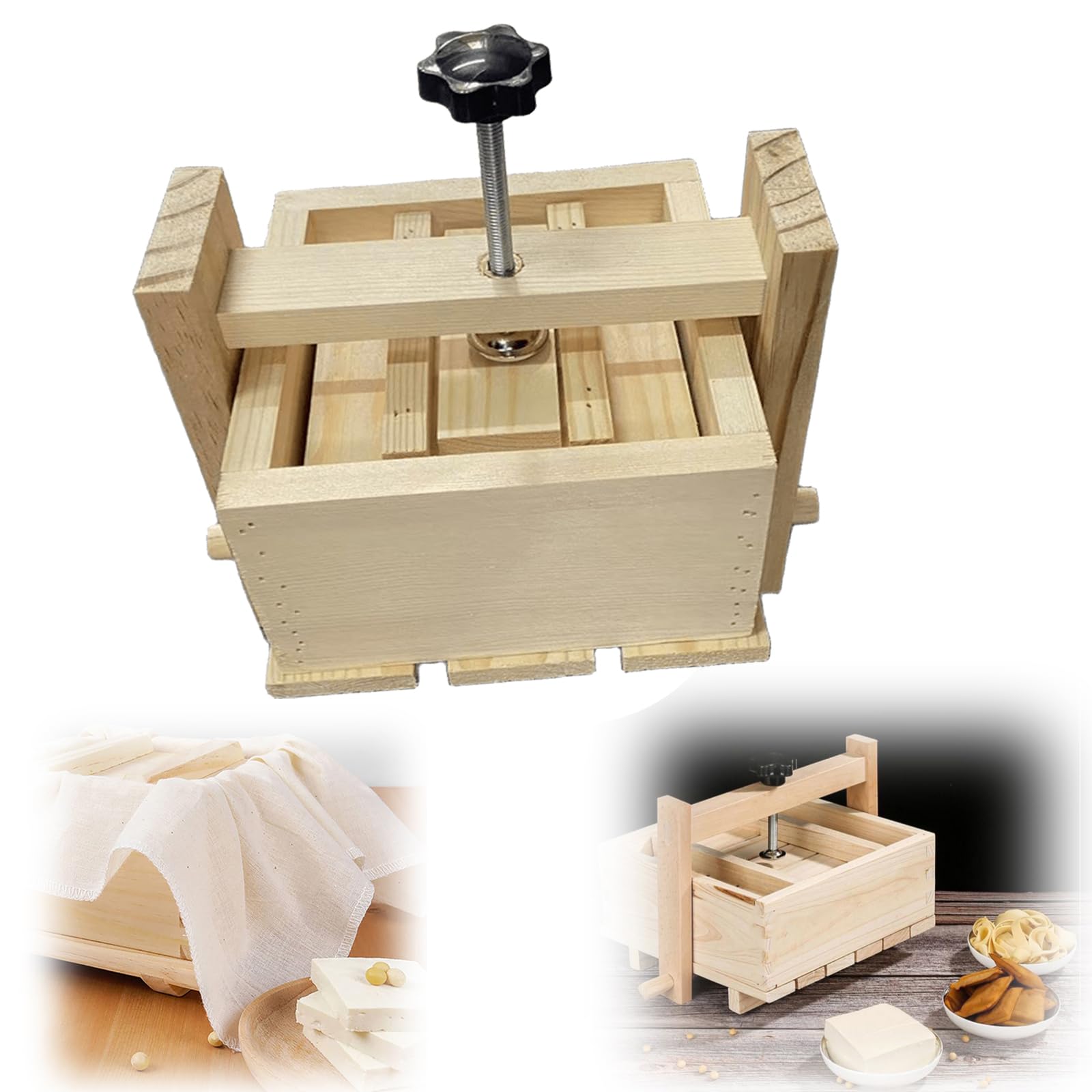 Générique Presse à Tofu, Tofu Presse Moule en Bois Tofu Égouttoir, Enlever Facilement l'eau du Tofu, Maison Tofu Maker Presse Moule Kit pour la Fabrication de Tofu, Fromage, Presse Tofu