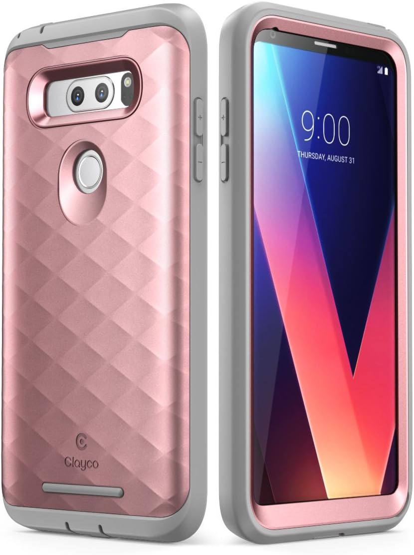 Clayco LG V30 Case, [Hera Series] Full-Body Rugged Case with Built-in Screen Protector for LG V30, LG V30s,LG V30 Plus,LG V35,LG V35 ThinQ 2017 Release (Rosegold)