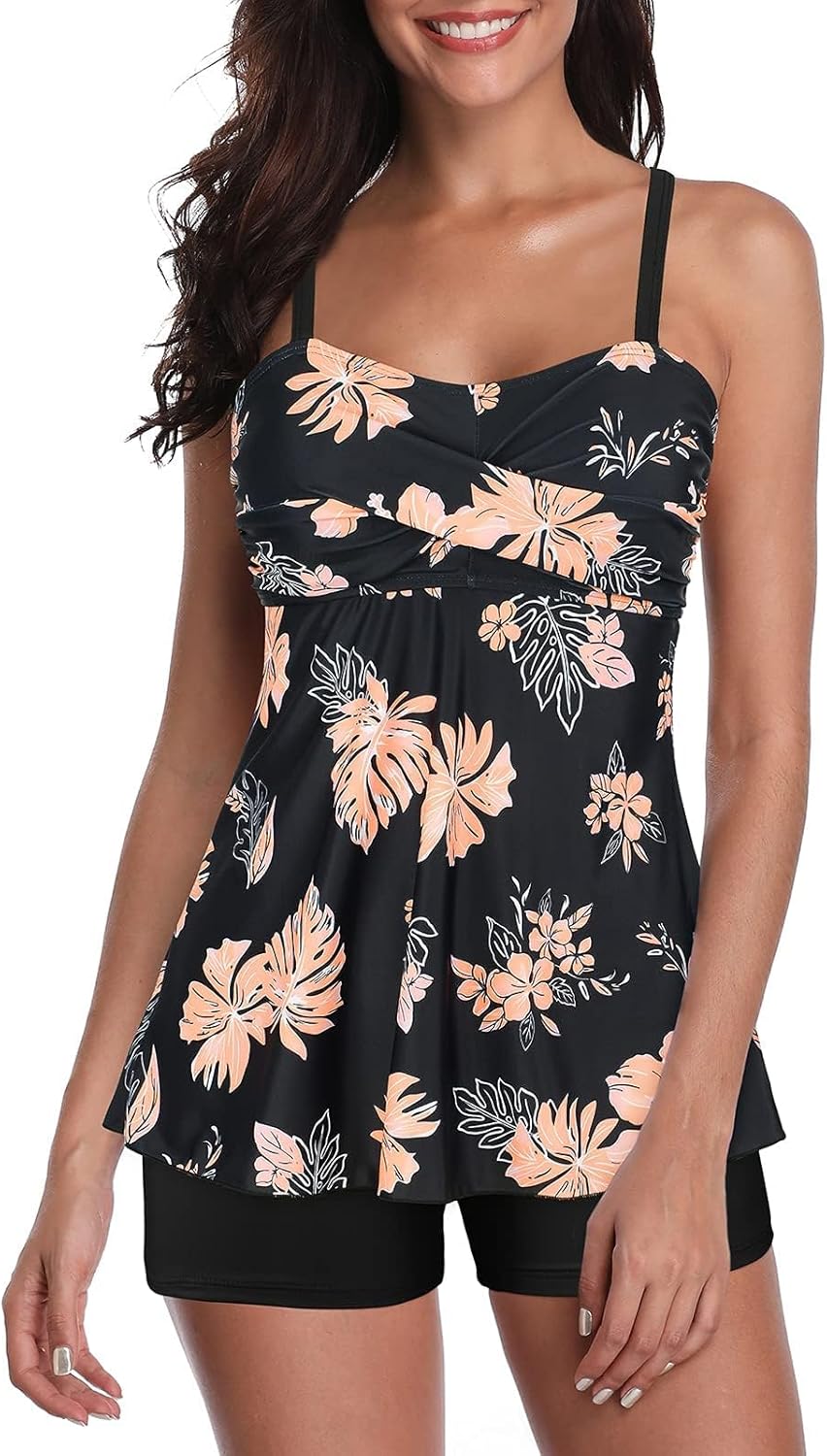 Century Star Tummy Control Tankini Swimsuits for Women 2025 Bathing Suit Two Piece Tankini Tops with Shorts Swimwear