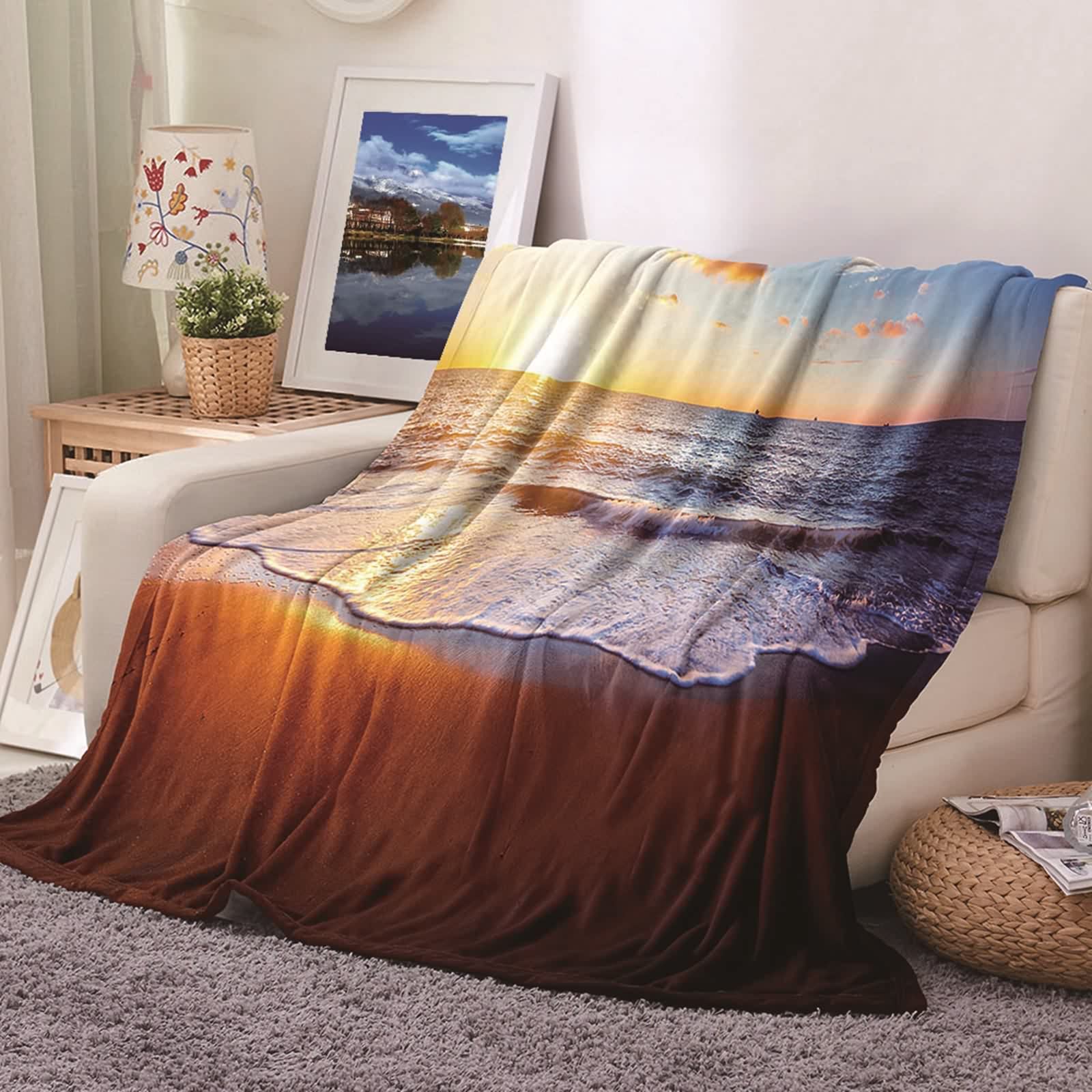 Couverture polaire flannel KnSam 80x120cm contre le froid hivernal sur le canapé