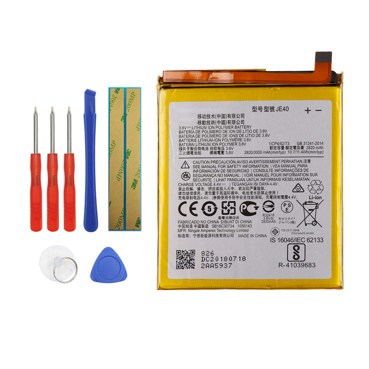 Vvsialeek JE40 Replacement Battery Compatible with Moto One P30 Play XT1941 Moto G7 Play XT1952 with Tool