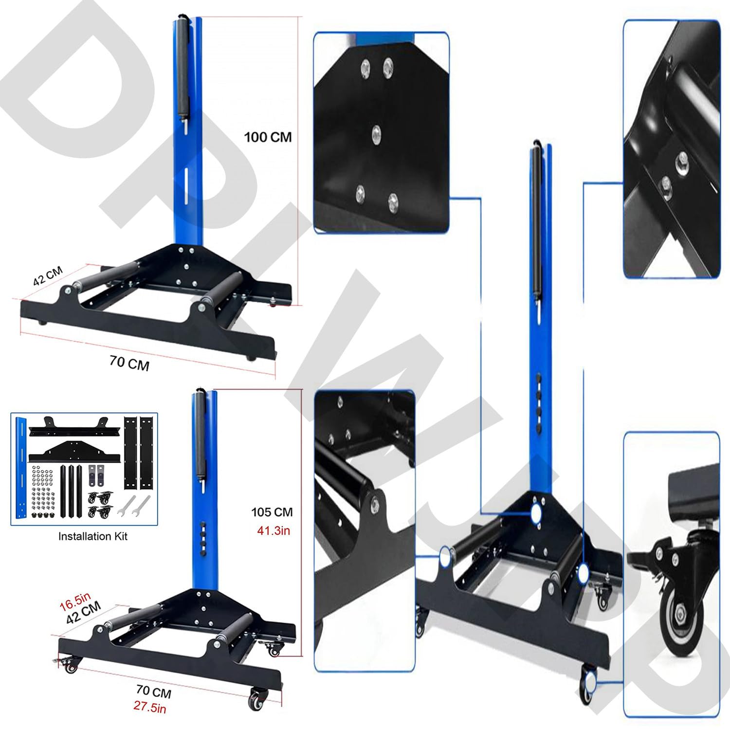 Stojak do czyszczenia felg 360° wytrzymały rolkowy stojak do czyszczenia kół stanowisko do czyszczenia opon stacja naprawy felg do czyszczenia felg i opon Blue-105cm