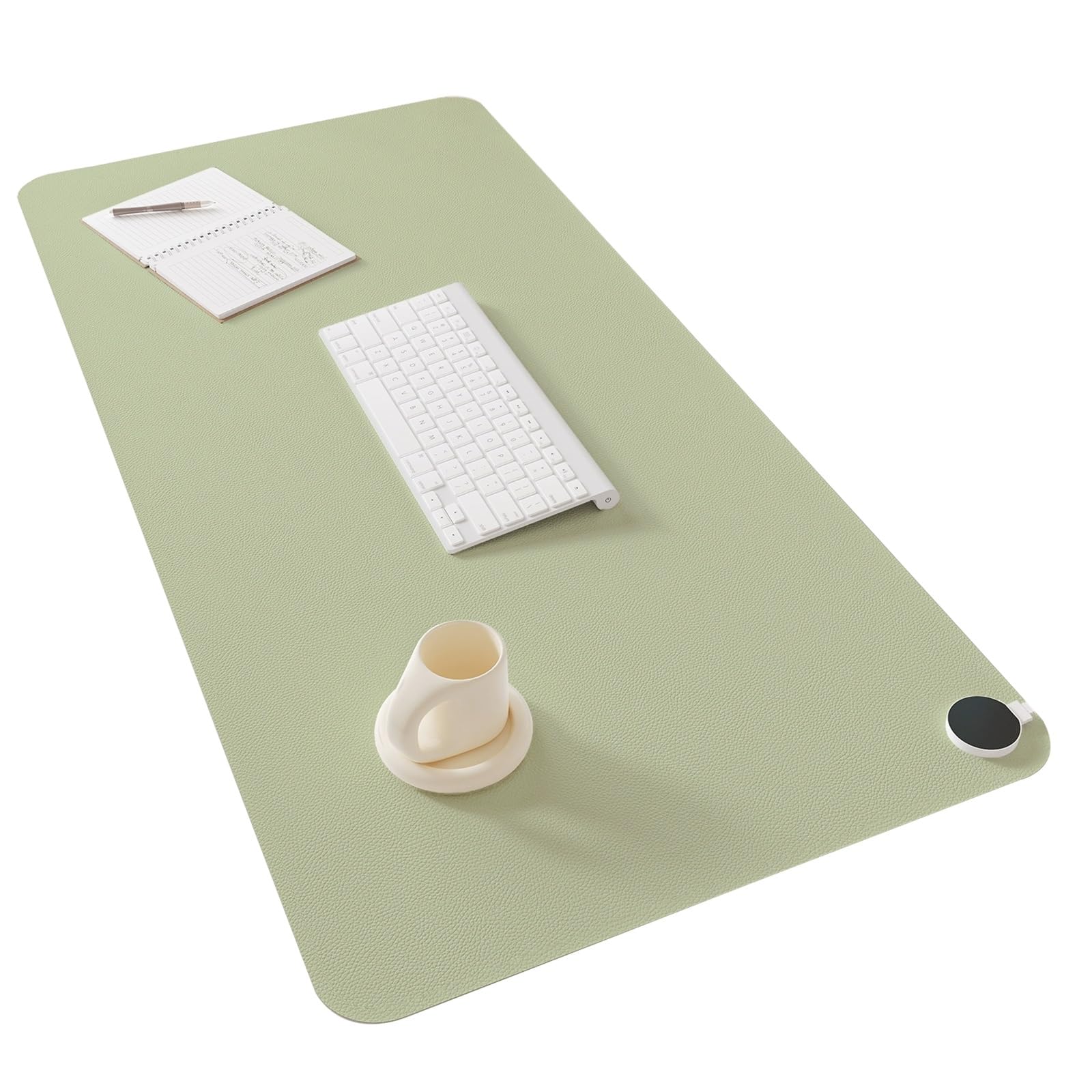 Alfombrilla Calefactable, con Control de Temperatura de 3 Niveles, Superficie de Cuero Sintético, Alfombrilla Escritorio Después de 3 Horas, para la Oficina y el Hogar(Green,40*90cm/15.7*35.4in)