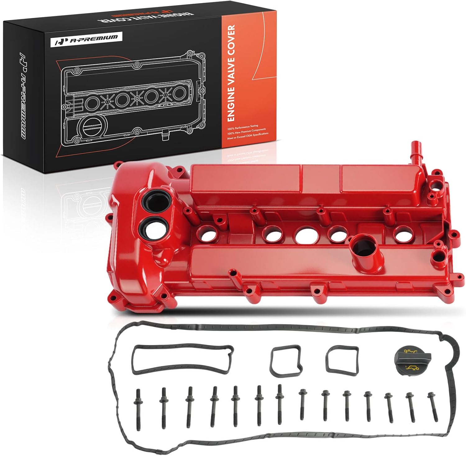 A-Premium Upgraded Aluminum Engine Valve Cover with Valve Cover Gasket and Oil Filler Cap Compatible with Ford Focus 2017 1.0L 2.0L, Focus 2014-2016/2018 2.0L, EcoSport 2018-2022 2.0L