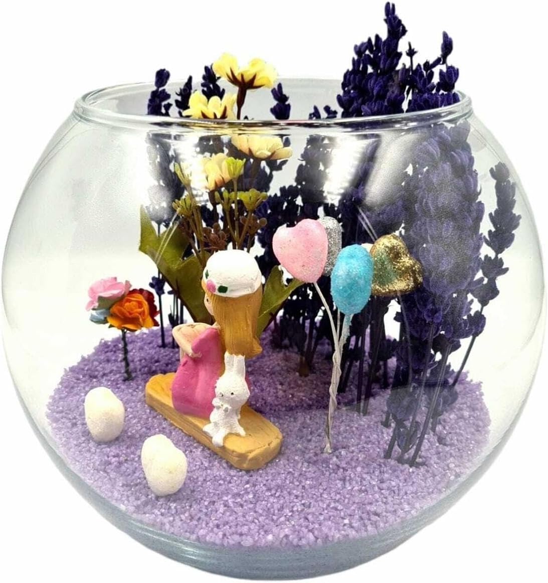 SODEF Terrarium Purple Lavender Design Aquarium Glass Globe, Decorative Succulent Planter, Home Decor Gift - One Size