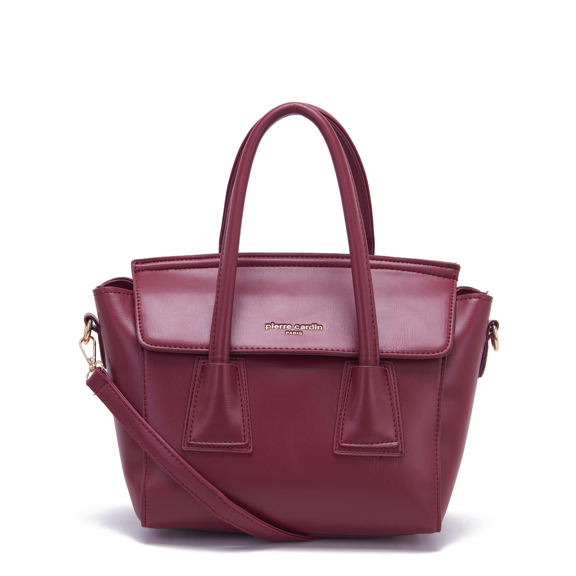 Pierre Cardin PU Leather Satchel Bag For Women | Ladies Smart Handbag for Office & Casual Use With Deatchable Shoulder Strap | Includes One Pouch Inside, Cherry (B0CSZ2G21G) Amazon Price History, Amazon Price Tracker