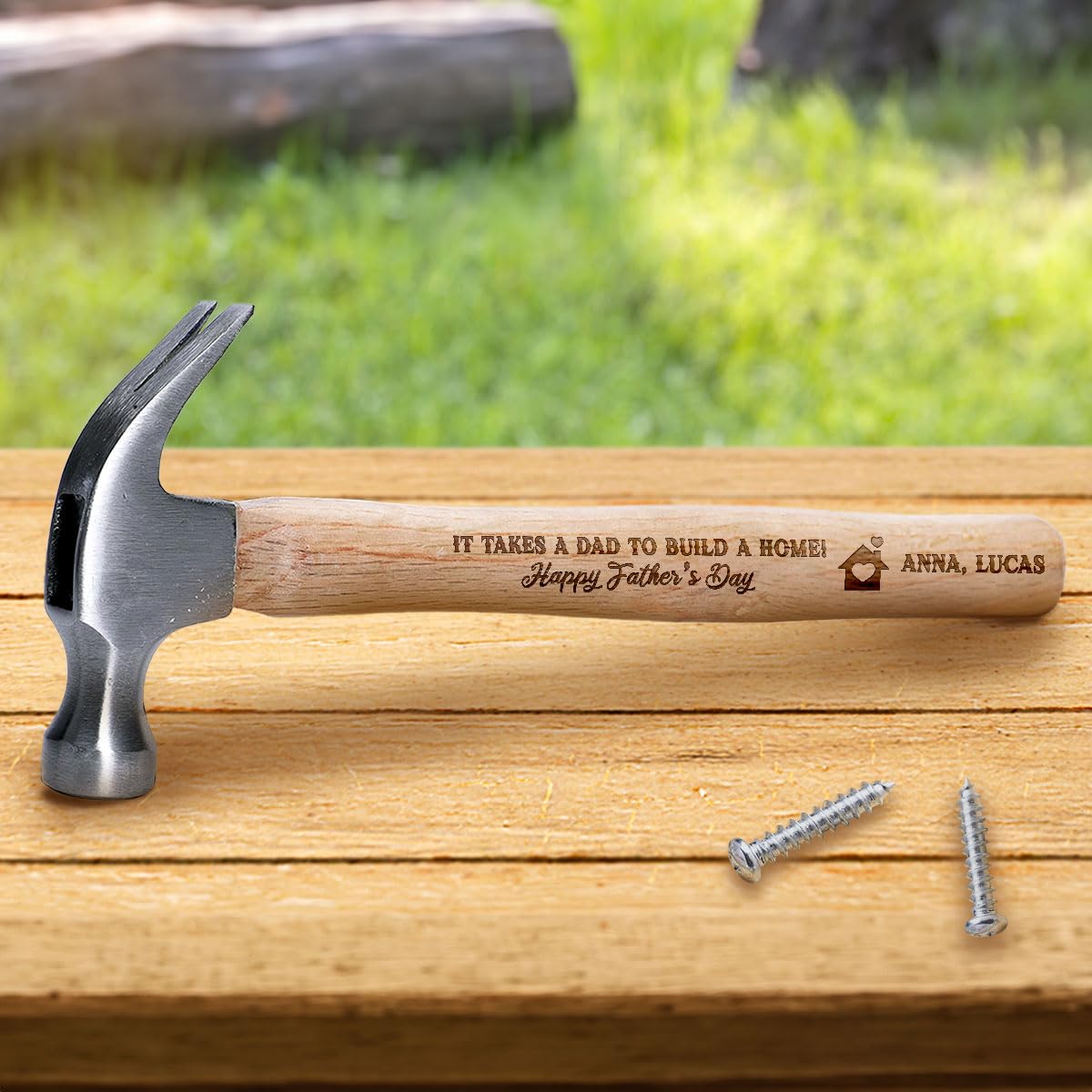 Jesuspirit - Personalized Engraved Hammer - Father's Day Gifts, Wooden Hammer for Housework - Christian Gifts For Men, Father (It Takes A Dad To Build A Home)