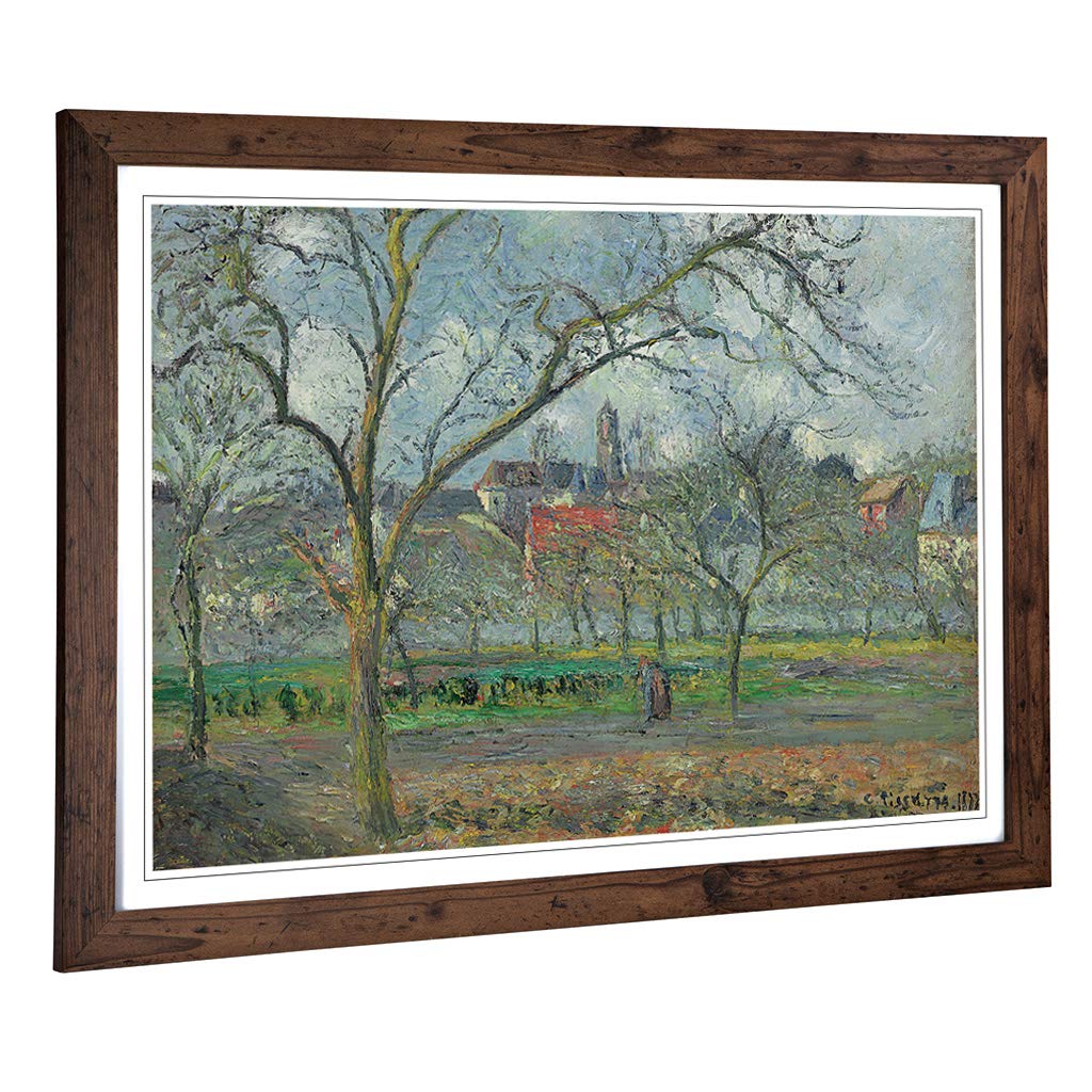Big Box Art Framed Print of Camille Pissaro Laumone in Winter Design | Wall Art Picture | Home Decor for Kitchen, Living Room, Bedroom, Hallway, Walnut, A2 / 24.5x18 Inch / 62x45cm