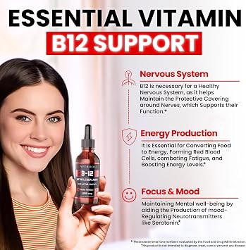 VITBOOST Vitamin B12 Liquid Drops - 60 x 5000 mcg Vegan B12 Sublingual