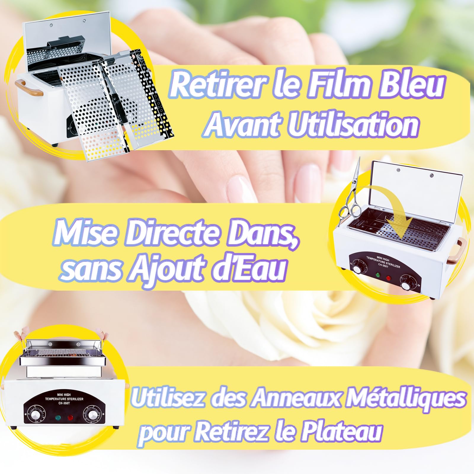 Stérilisateur Électrique à Air Chaud, Haute Température, 300W 220℃ | Autoclave Sterilisateur Onglerie, Minuterie Réglable, Sterilisateur Electrique pour Outils de Manucure, Pédicure, Coiffure