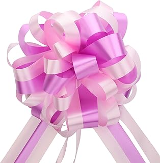 EDATOFLY 5 Pièces Nœuds à Tirer en Ruban, Grands Nœuds Rubans pour Cadeaux Paniers Arrangements Floraux Voitures de Mariage Décorations de Fête (Rose)