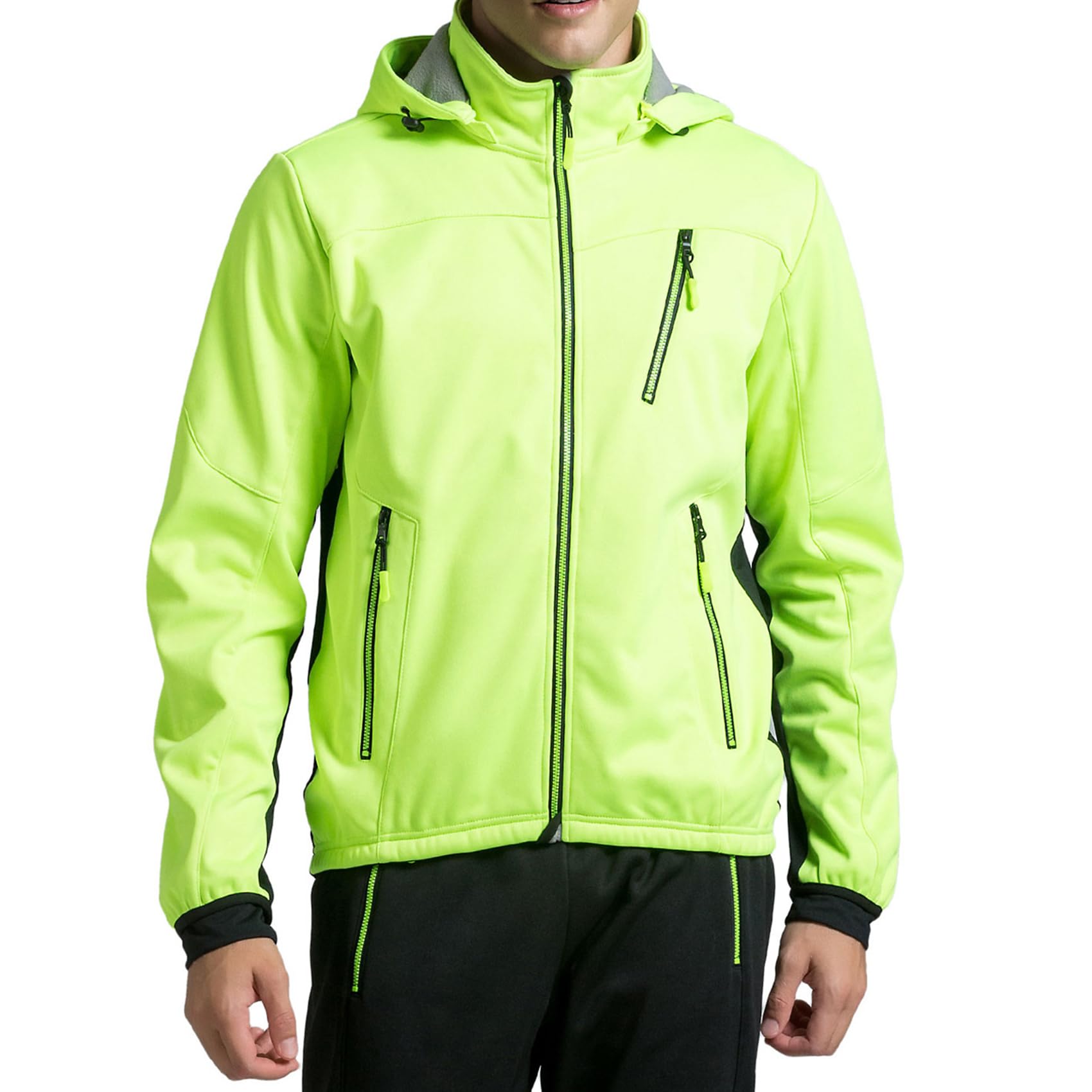 Chaquetas de ciclismo y esquí para hombre de forro polar cálidas para invierno para correr andar bicicleta impermeables reflectantes ropa deportiva para senderismo con bolsillo