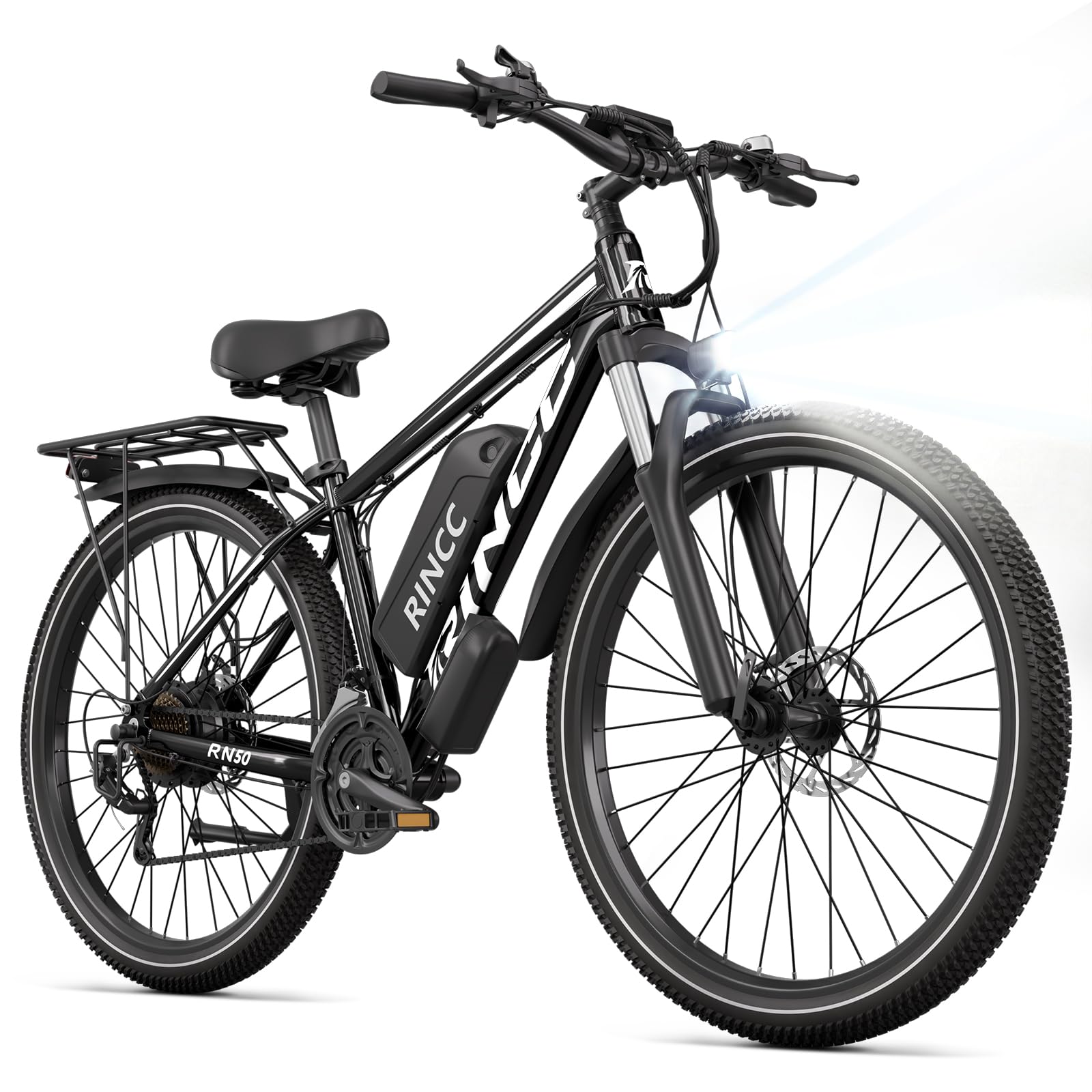 RINCC Bici Elettrica Uomo RN50, 29" Bicicletta Elettrica per Adulti 48V 15Ah Batteria con 21 Velocità con Display LCD a colori, Autonomia fino a 100 km,Motore 250W,APP,Telaio in lega di Alluminio