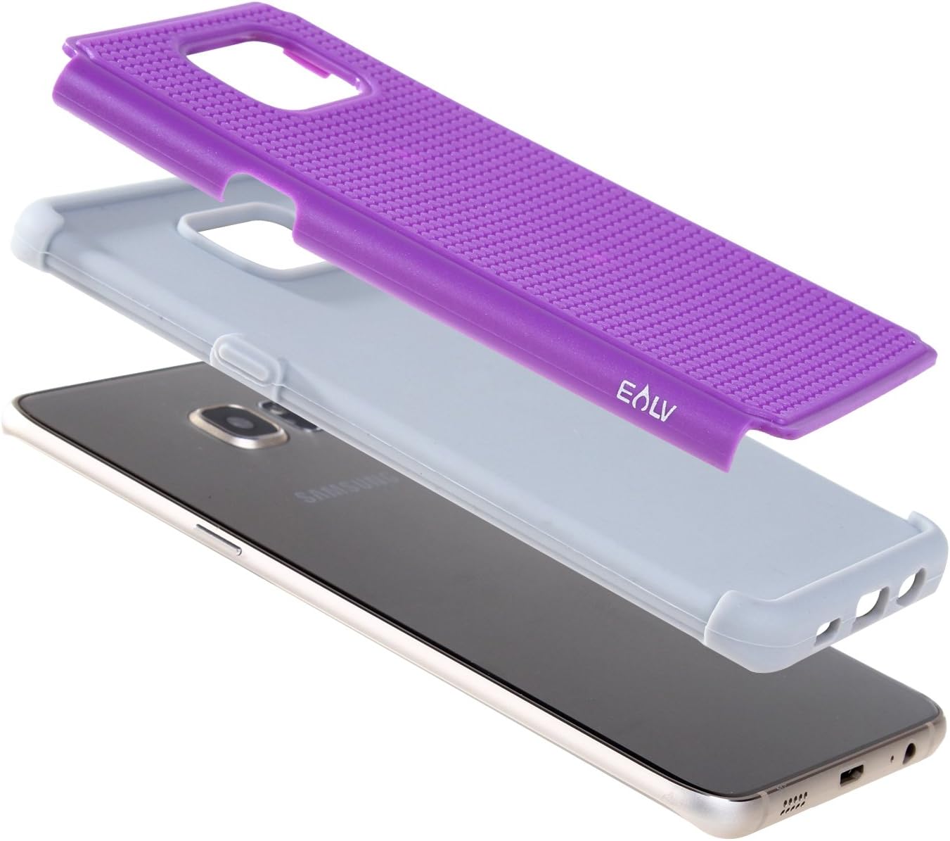 ELV Case for Galaxy S6 Edge Plus (Shock Proof Defender) Slim Case Cover Full Protection from Drops and Impacts for Samsung Galaxy S6 Edge Plus [Purple/Grey]