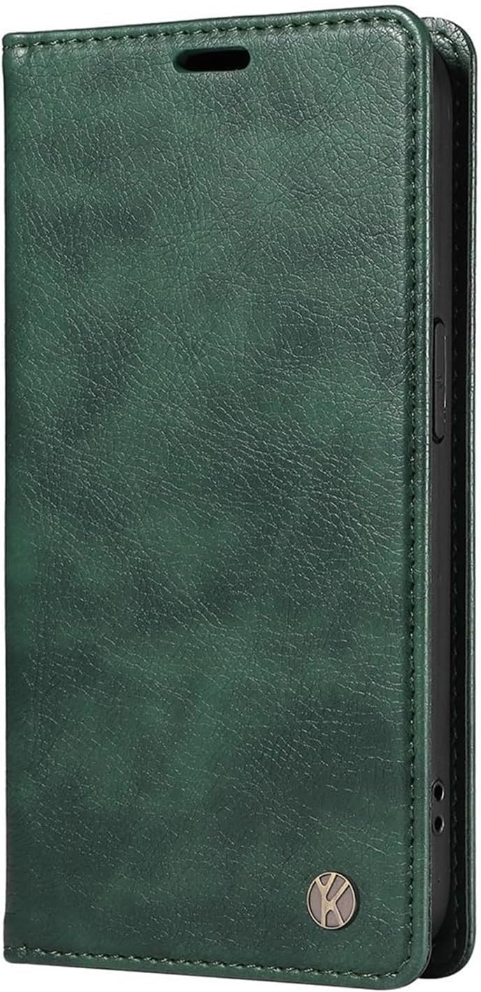 Leather Wallet Folio Case for iPhone 17/17 Air/17 Pro/17 Pro Max, Card Holder Cover with Magnetic Closure & Shockproof Shell for Men and Women(Green1,17 Air)