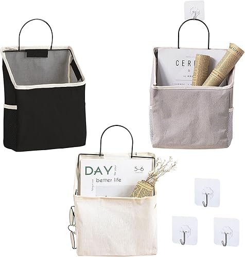 Bolsa de almacenamiento de tela para colgar en la pared, organizador de bolsas para colgar en la puerta del dormitorio, el baño y la cocina (Paquete