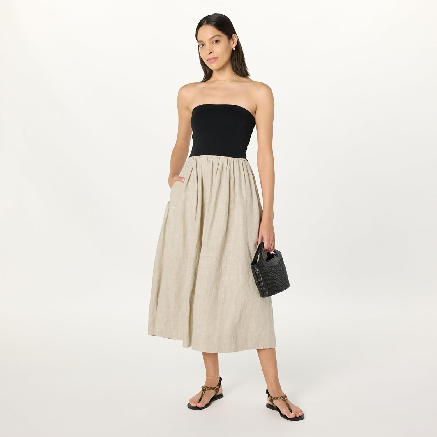 The Drop Womens Hellen Strapless Mixed Media Maxi Dress - Image 4