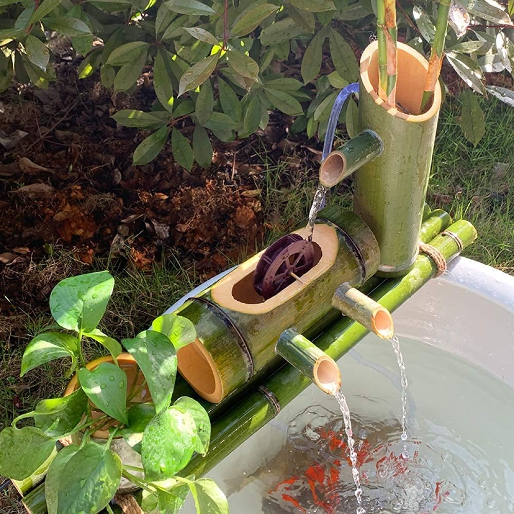 Japanese Garden Decoration,Bamboo Fountain Decor Bamboo Fountain Garden Water Feature Fountain Pump Decor Sculptures Statues Arts Crafts Artwork Crafting for Garden Decoration