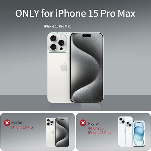 Vista 2 de Funda para iPhone 15 Pro Max, a prueba de golpes, protección contra caídas de grado militar, funda protectora rígida delgada, translúcida, 6.7 Negro