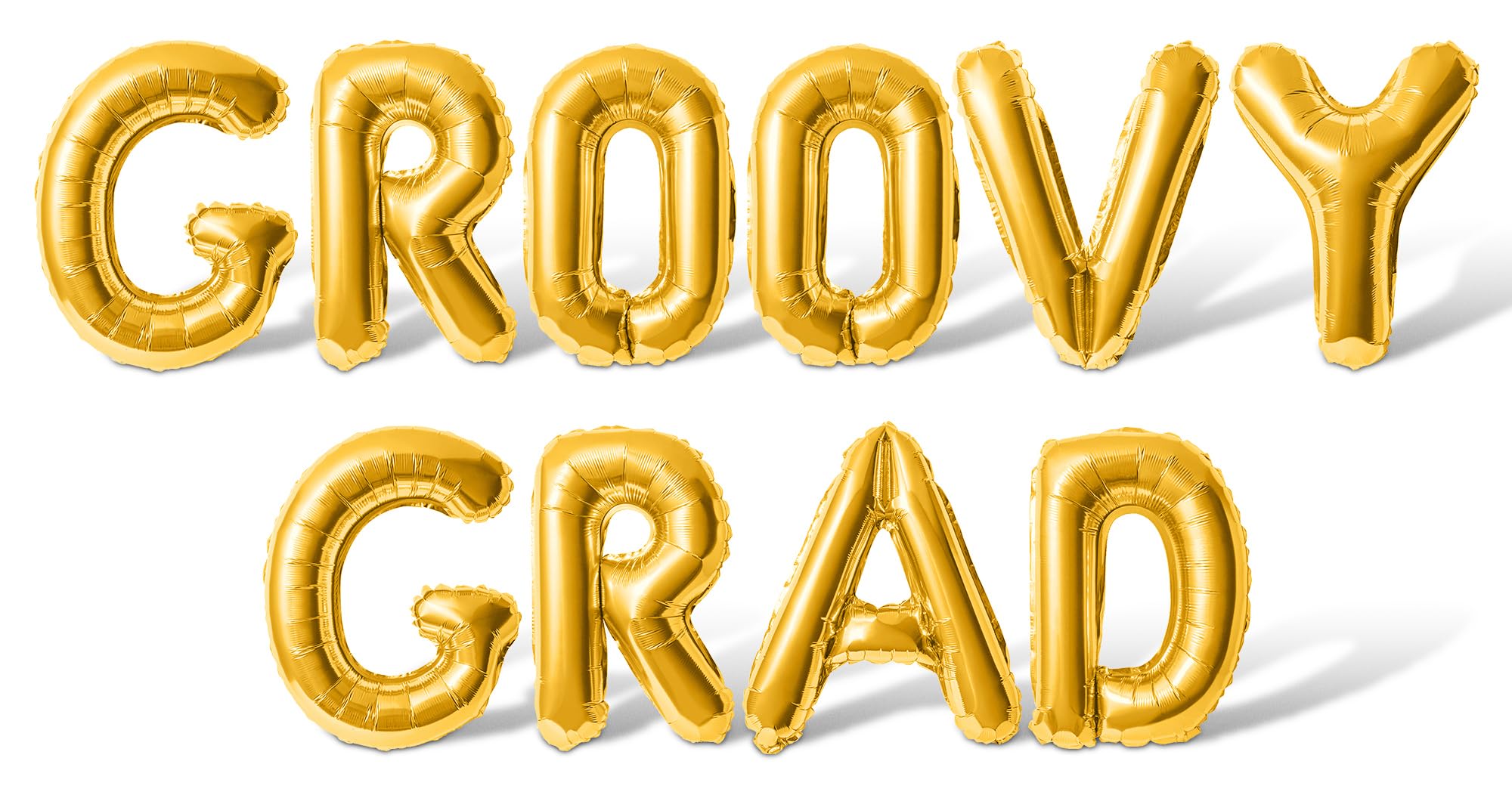 Letter Balloons - GROOVY GRAD 16" Inch Alphabet Letters Foil Mylar Balloon Graduation Party Banner (Gold)